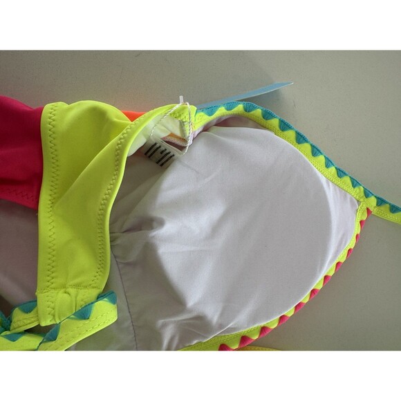 Popvil Neon Color Block One Piece Bathing Suit Women Tummy Control swimsuit L - Picture 14 of 15